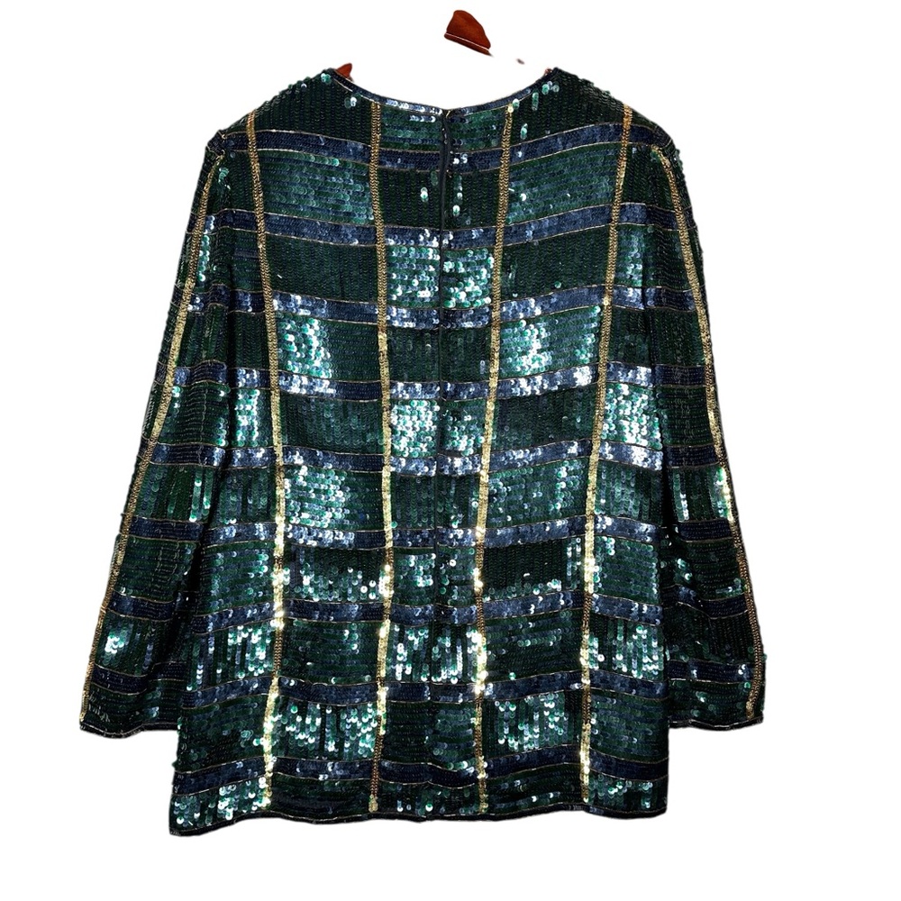 VINTAGE 80’s Sequined Silk-Lined Blouse - Picture 5 of 13